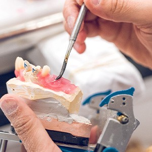 A wax denture model