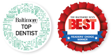 Baltimore Top Dentist stamp. the Baltimore Sun's Best Reader's Choice Winner